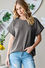 Heimish Full Size Short Sleeve Round Neck T-Shirt Charcoal Woman T Shirts