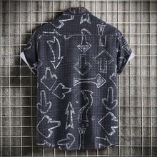 Men's Plus Size Arrow Print Short Sleeve Button Down Shirt Mens Tops