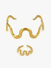 Wave Snake Design Ring and Bracelet Jewelry Set Fashion Jewelry