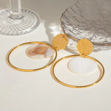 18K Gold-Plated Shell Disc Hoop Drop Earrings Earrings