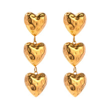 18K Gold-Plated Triple Heart Drop Earrings Earrings