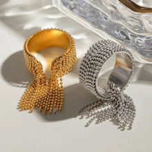 2-Piece Stainless Steel Tassel Chain Ring Fashion Jewelry