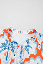 Contrast Palm Tree Printed Short Sleeve Flowy Dress Casual Dresses