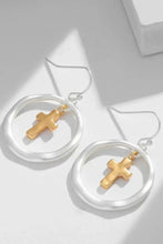 Brass Contrast Cross Dangle Earrings Earrings