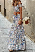 Printed Off-Shoulder Short Sleeve Maxi Dress Woman Maxi Dress