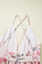 Floral Pleated Deep V Backless Maxi Dress Woman Maxi Dress