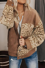 Leopard Button Up Drop Shoulder Jacket Camel Woman Outerwear