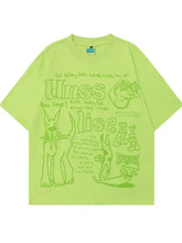 Men‘s Graphic Round Neck Oversized T-Shirt Green Mens Tops