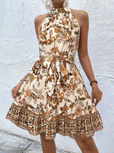 Floral Halter Neck Summer Mini Dress Woman Casual Dress