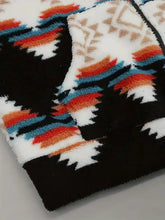 Geometric Zip Up Hooded Sherpa Jacket Woman Outerwear