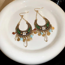 Rhinestone Resin Alloy Dangle Earrings Dark Green One Size Earrings
