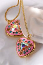Rhinestone Decor Heart Box Pendant Necklace Necklaces