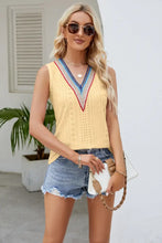 Contrast V-Neck Eyelet Tank Tanks & Camis
