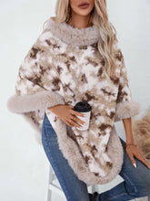Furry Contrast Three-Quarter Poncho Woman Outerwear