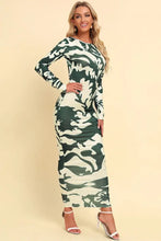 Printed Backless Long Sleeve Maxi Dress Woman Maxi Dress
