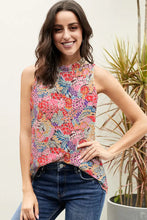 Floral Mock Neck Tank Top Multicolor Tanks & Camis
