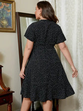 Plus Size Polka Dot Flutter Sleeve Mini Dress Casual Dresses