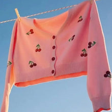 Cherry Button Down Cardigan Woman Outerwear