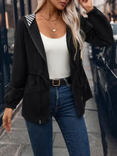 Drawstring Pocketed Zip Up Hooded Jacket Woman Outerwear