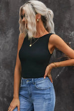 Round Neck Tank Top Black Tanks & Camis