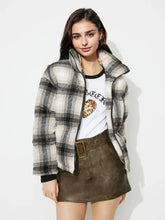 Plaid Zip Up Long Sleeve Jacket Woman Outerwear
