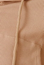 Waffle-Knit Drawstring Zip Up Hoodie Woman Sweatshirts