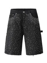 Men's Rhinestone Shorts with Pockets Black Mens Bottoms