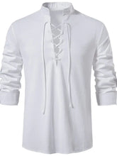 Men's Lace Up Long Sleeve Blouse Mens Tops