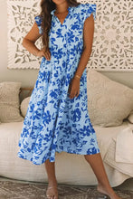 Floral Print Tiered Frilled Trim Flutter Sleeve Dress Woman Casual Dress