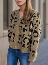Leopard V-Neck Button Up Cardigan Woman Outerwear