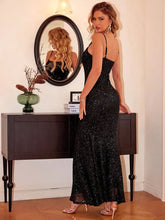 Sequin Square Neck Maxi Cami Dress Cocktail Dress