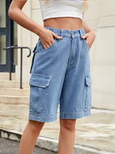 High Waist Denim Shorts with Pockets Denim Shorts