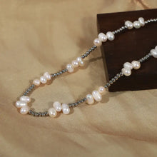 Freshwater Pearl Titanium Steel Bead Necklace Necklaces