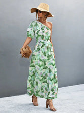 Printed Tie Waist One Shoulder Maxi Dress Woman Maxi Dress