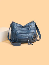 Multi Pockets PU Leather Shoulder Bag Dusty Blue One Size Shoulder Bags