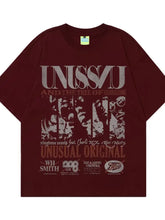 Men's Graphic Round Neck Oversized T-Shirt Red Mens Tops