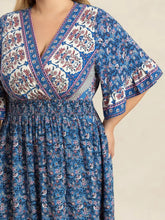 Plus Size Printed Surplice Half Sleeve Dress Casual Dresses