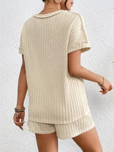 Texture Round Neck Top and Shorts Lounge Set Woman Loungewear Sets