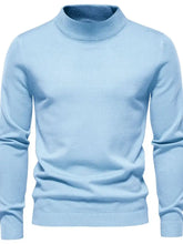 Men's Mock Neck Long Sleeve Sweater Light Blue Mens Tops