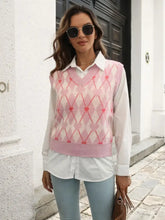 Geometric V-Neck Sweater Vest Woman Outerwear