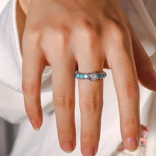 Inlaid Artificial Turquoise Zircon 925 Sterling Silver Ring Rings