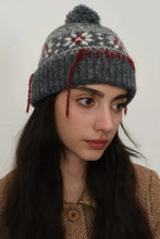 Seam Trim Geometric Knit Hat Dark Gray One Size Hats