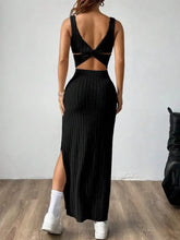 Cutout Square Neck Wide Strap Knit Dress Casual Dresses