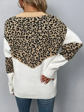 Leopard V-Neck Dropped Shoulder Sweater Sweater Pullovers