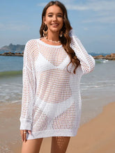 Backless Boat Neck Long Sleeve Cover Up Swimwear Cover-Ups