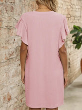 Ruffled V-Neck Cap Sleeve Mini Dress Casual Dresses