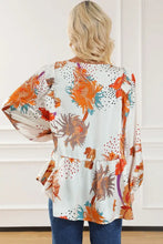 Printed V-Neck Smocked Balloon Sleeve Blouse Woman Blouses