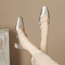 Square Toe Block Heel Pumps woman pumps