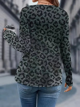 Leopard V-Neck Long Sleeve T-Shirt Woman T Shirts