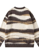 Men's Wave Striped Pattern Oversized Knit Sweater Mens Tops